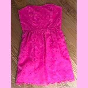 Lilly Pulitzer Pop Pink Strapless Mini Dress Size 6